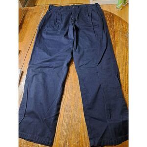 Vintage 40x32 Perry Ellis Blue Cotton Pleated Front Dress Pants Slacks Trousers